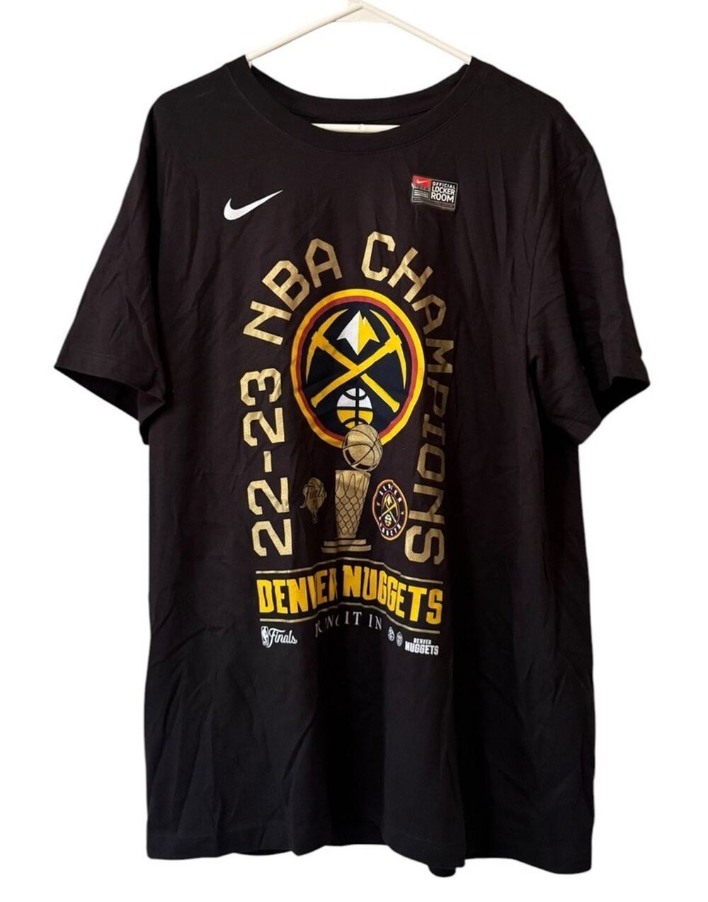 Denver Nuggets Nike 2023 Champions Finals TShirt Men Sz XS Black NBA Basketball